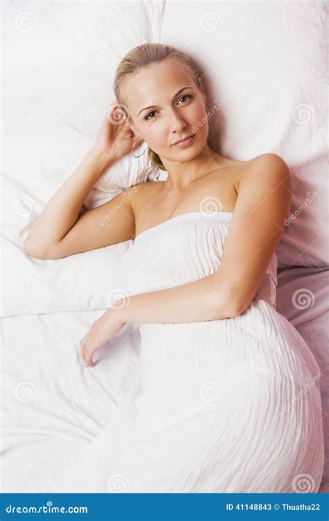 Beautiful Blonde Girl In White Nightgown Stock Image Image Of People Cheerful 41148843