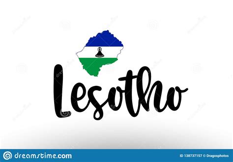 Lesotho Country Big Text With Flag Inside Map Concept Logo Stock Vector