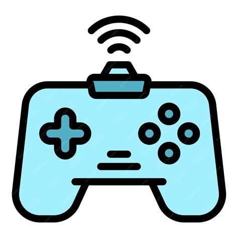 Vector De Contorno De Icono De Joystick Inalámbrico Jugador Deportivo En Línea Pc Color Plano