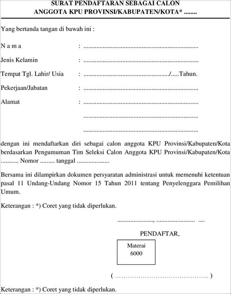 Contoh Surat Pernyataan Bersedia Tidak Merangkap Sebgai Anggota Partai