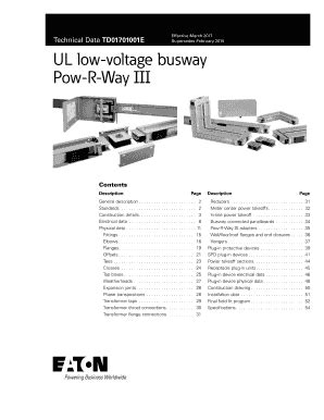 Fillable Online UL Low Voltage Busway Pow R Way III Eaton Fax Email