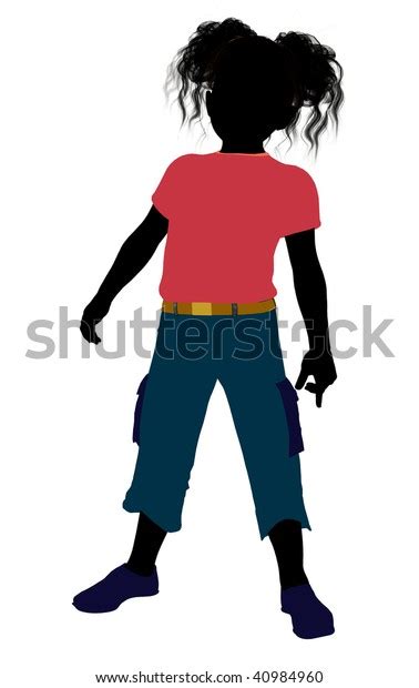 African American Girl Silhouette On White Stock Illustration 40984960