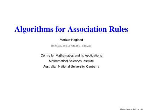 Pdf Algorithms For Association Rules