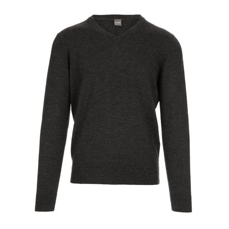 Oz Basic Sweater Uni V Neck Merino Anthrazit Mel Xl