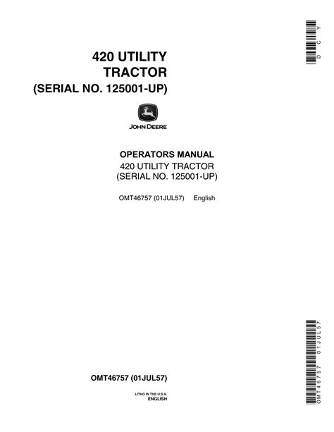 John Deere Utility Tractor Operator Manual Omt