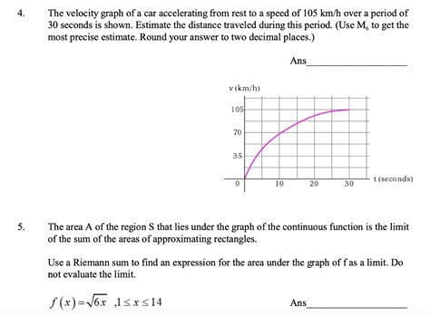 The Velocity Graph Of A Car Accelerating From Rest To A Speed Of 105