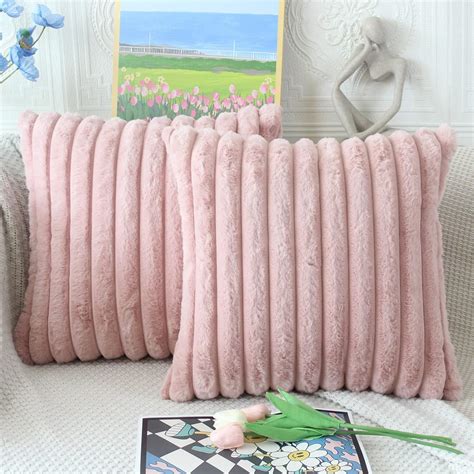 Niulaa Rosa Kissenbezug X Er Set Flauschig Pl Sch Deko