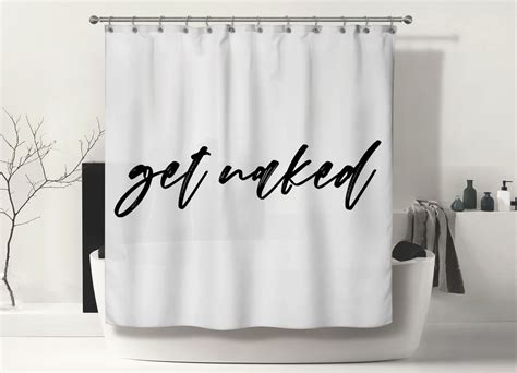 Get Naked Shower Curtain White Shower Curtain Bathroom Etsy