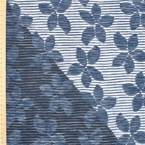 Jacquard Knit Fabric With Flowers Blue