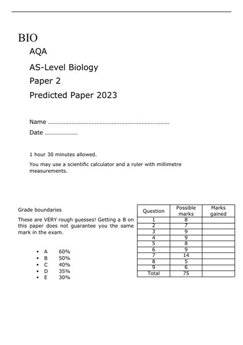 AQA AS-Level Biology Paper 2 FINAL QUESTION PAPER AND MARK SCHEME ...