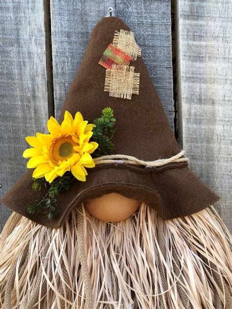 Fall Gnome Doorhanger Scarecrow Gnome Wreath Fall Scarecrow Etsy Fall Decor Wreaths Fall