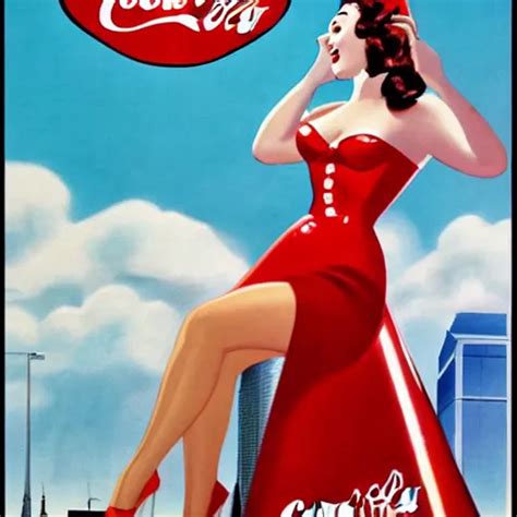 Pin Up Poster Adverts For Coca Cola In The Year Stable Diffusion