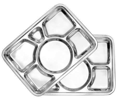 Stainless Steel Lunch Dinner Plate Compartment Rectangular Trays 234