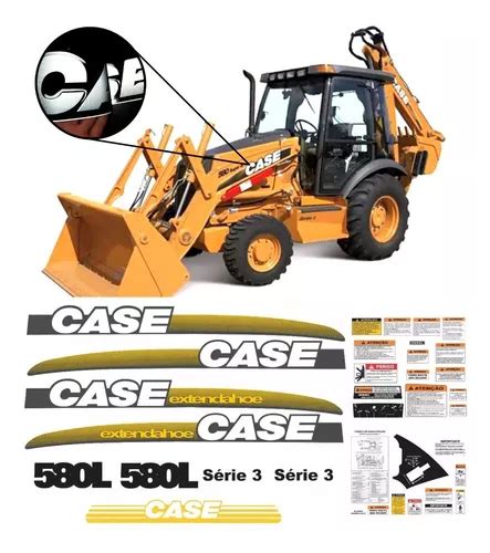 Kit Adesivo Retroescavadeira Case 580l Extendahoe Refletivo