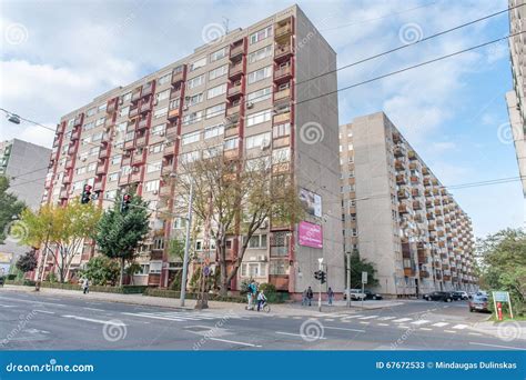 BUDAPEST, HUNGARY - OCTOBER 26, 2015: Buildings in Budapest. Old Soviet ...