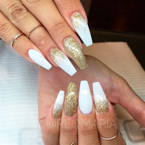 33 Ideas Of White Nails Designs To Embrace Your Beauty Gold Glitter