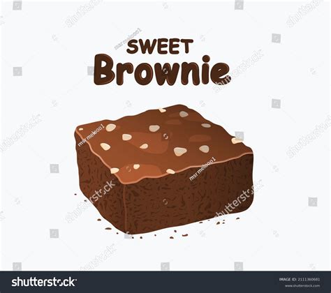 Chocolate Brownie Isolated On White Background Stock Vector Royalty