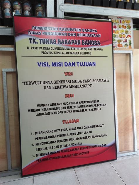 Papan Visi Misi Tk Tunas Harapan Bangsa Kireina Media