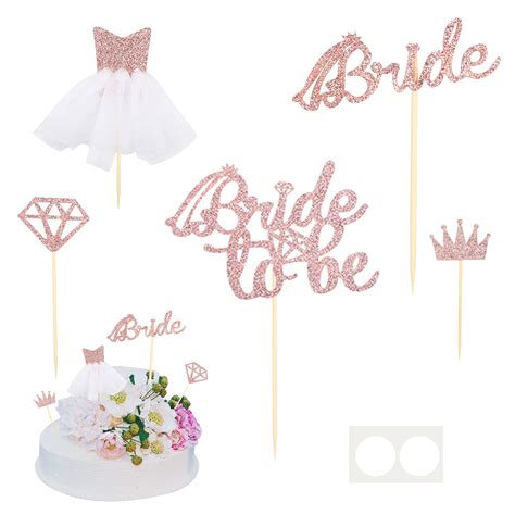 Buy Airsmall Bride To Be Cupcake Toppers Rose Gold Glitter With Bride