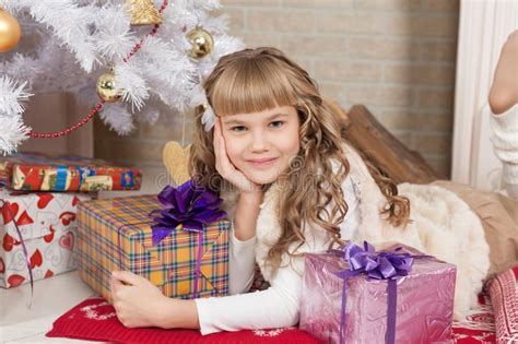 Girl, Christmas Tree, Gifts and Toys Stock Photo - Image of leisure, creative: 163181668