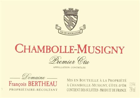 Domaine Bertheau Chambolle Musigny Premier Cru Wine