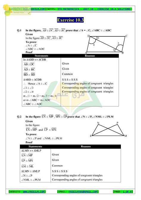 SOLUTION Math Congruent Triangles 9thclass Ch10 Ex10 3 Studypool