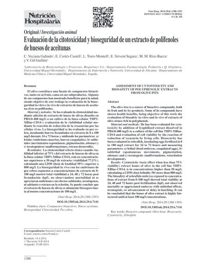 Evaluación de la citotoxicidad y bioseguridad de un extracto de