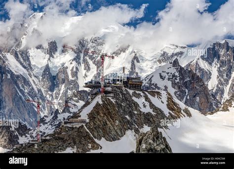 Mont Blanc, Courmayeur, new cable car construction Stock Photo - Alamy