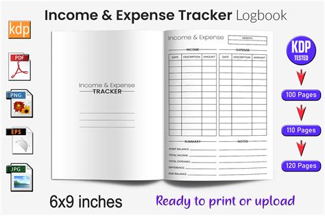 Income Expense Tracker Log Book Kdp Graphic By Trendy Laser Cut