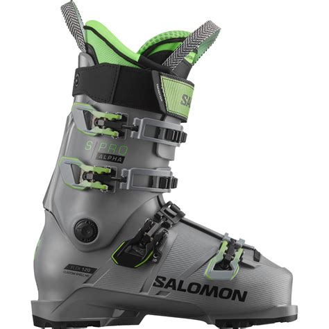 Salomon S Pro Alpha 120 GW Ski Boots Steel Grey Pastel Neon Green