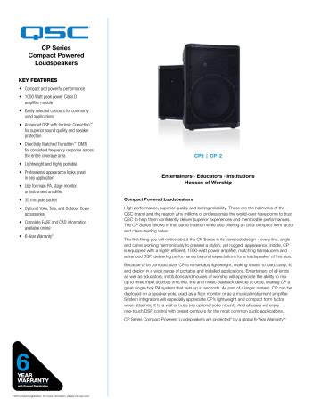 Qsc Cp Spec Sheet Manualzz