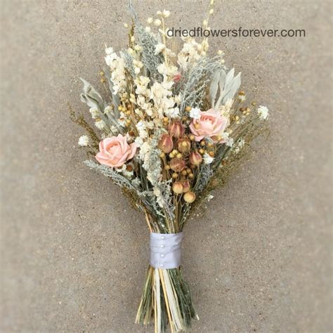 Peach Dried Flower Wedding Bouquet Preserved Natural Bridal Bouquets