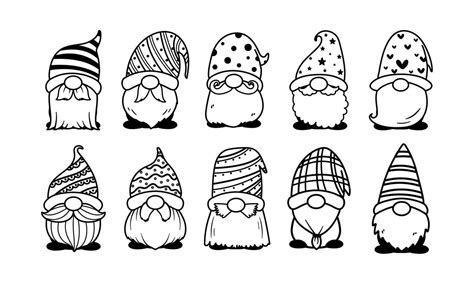 Dessin Au Trait Gnomes De No L Pour Livre De Coloriage Isol Sur Fond