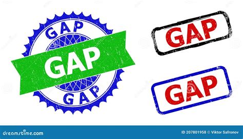 Gap Rosette And Rectangle Bicolor Badges With Rubber Textures Stock