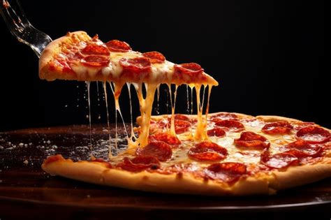 Premium Photo A Slice Of Pepperoni Pizza Being Lifted From The Whole