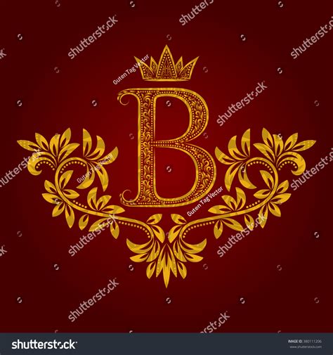 Patterned Golden Letter B Monogram Vintage Stock Vector (Royalty Free ...