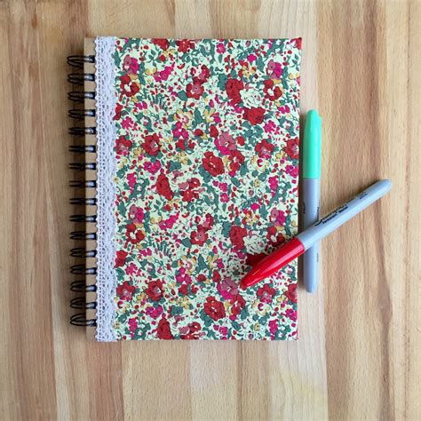 A5 Notebook With Fabric Cover Spiral Bound Lined By Hertsdale