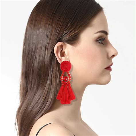 Legenstar Bead Long Earrings Hanging Drops Tassels Earring For Women Ethnic Statement Dangle