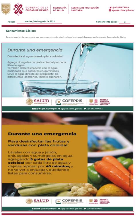 Recomendaciones Sanitarias En Saneamiento B Sico De Agosto De