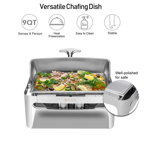 Buy ROVSUN 2 Pack 9 Quart Roll Top Stainless Steel Silver Chafing Dish