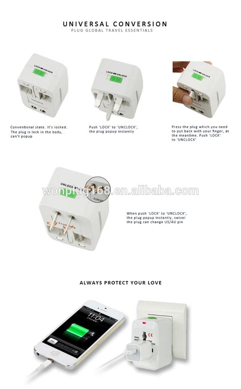 Universal Us Travel All In One Adapter Eu Us Au Uk Travel Adapter With