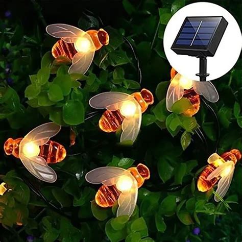 Lampara Guirnalda Luces Led Solar Abeja 50 Led 7mts