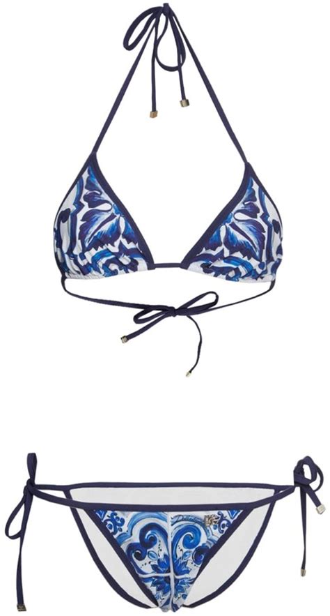 Dolce Gabbana Printed Jersey Triangle Bikini Set ShopStyle Two