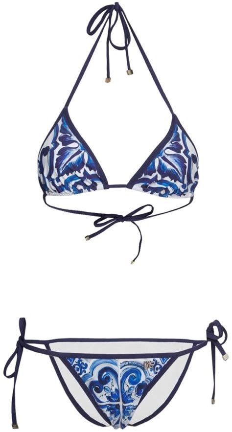 Dolce Gabbana Printed Jersey Triangle Bikini Set Shopstyle Two