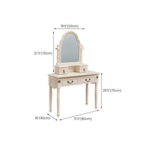 Solid Wood Makeup Vanity Set Victorian 4 Drawers Dressing Table Makeup