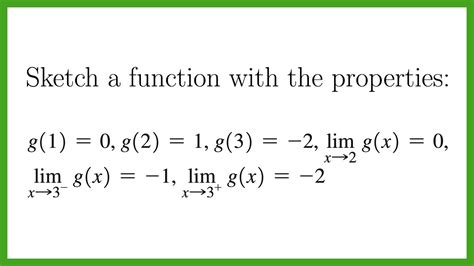 Sketch A Graph That Satisfies Several Limit Conditions Youtube