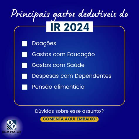 Gastos Dedutíveis do Imposto de Renda 2024