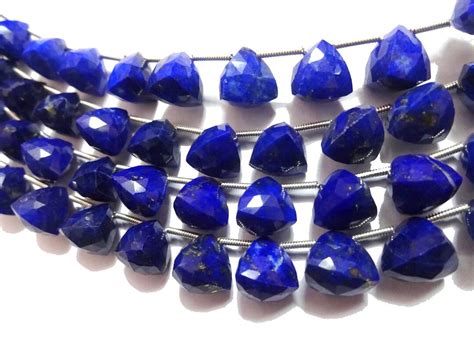 Aaa Grade Lapis Lazuli Faceted Briolette Trillion Beadsside Etsy