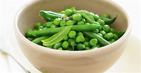 Peas and beans with minted garlic butter