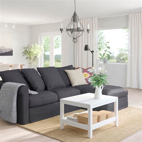 GrÖnlid 3 Seat Sofa With Chaise Longuesporda Dark Grey Ikea